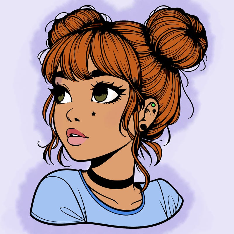 realistic girl with spacebuns