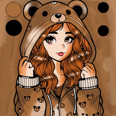 realistic girl in a animal pjs hoodie