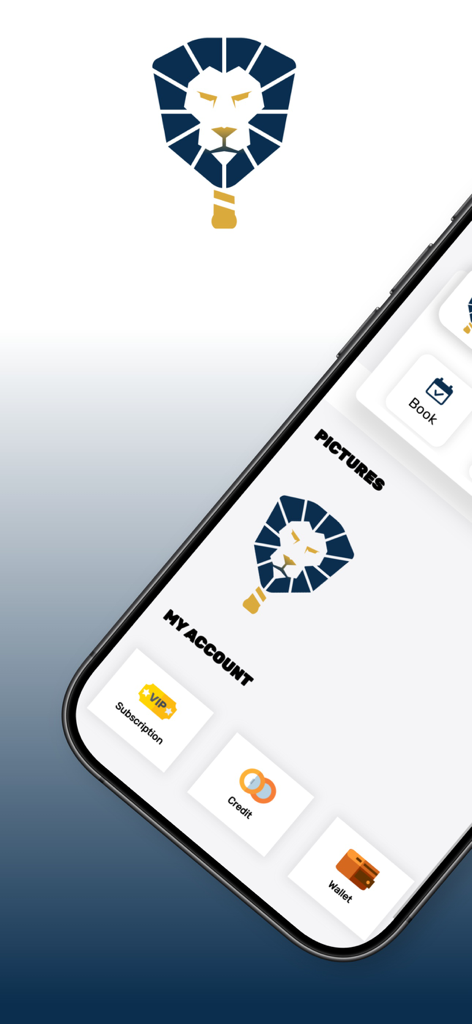 GONES PADEL - Écran de compte de l'application mobile Gones Padel avec des icônes de réservation et d'abonnement