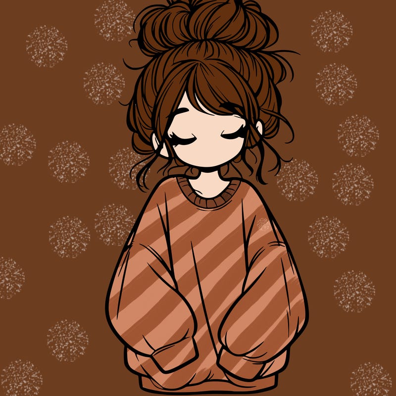 girl with baggy sweatshirt and messy bun