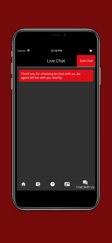 JP Markets app live chat support interface
