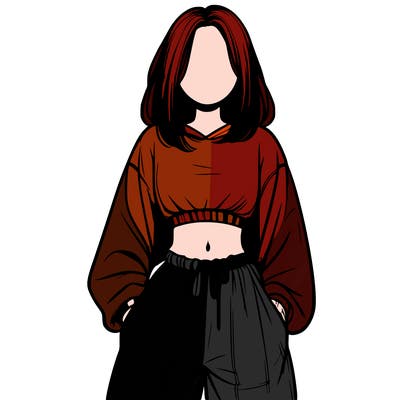 realistic girl faceless with baggy pants and a crop top