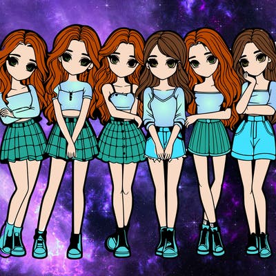 a group of girls realistic