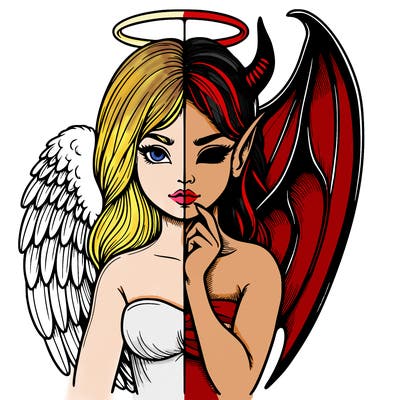 realistic angel half demon