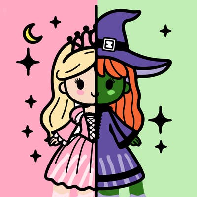 split princess and witch