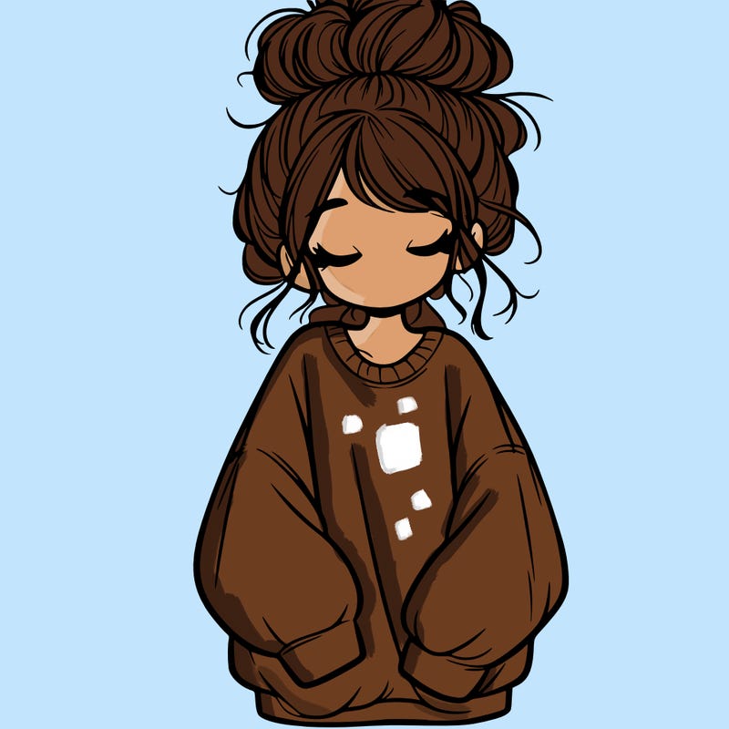 girl with baggy sweatshirt and messy bun