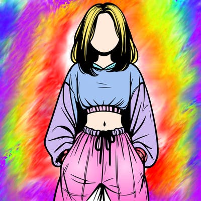 realistic girl faceless with baggy pants and a crop top