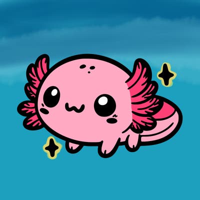 cute easy baby axolotl