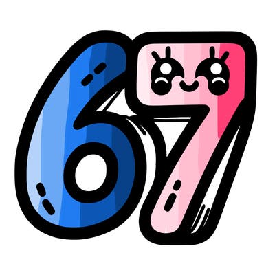 the numbers 67