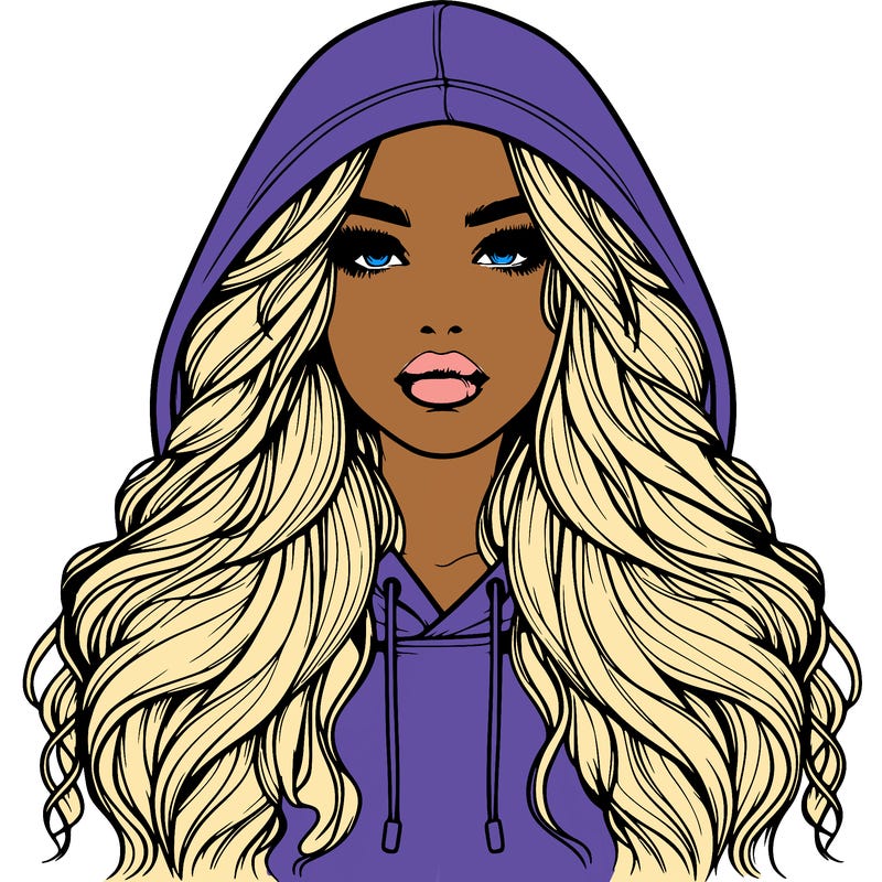 realistic girl in a oversized hoodie, and long wavy hair, with lips