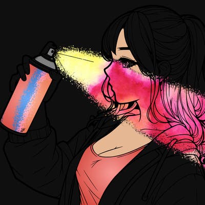 a realistic girl spray, painting