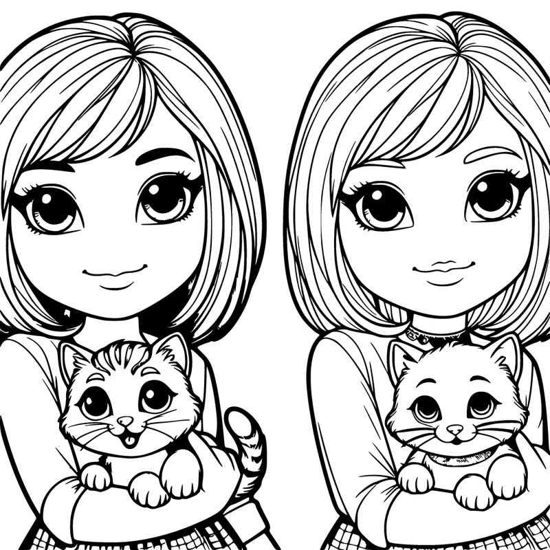 realistic girl holding a cat