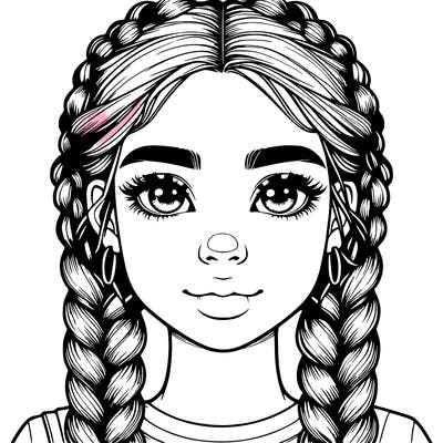 realistic girl with braids
