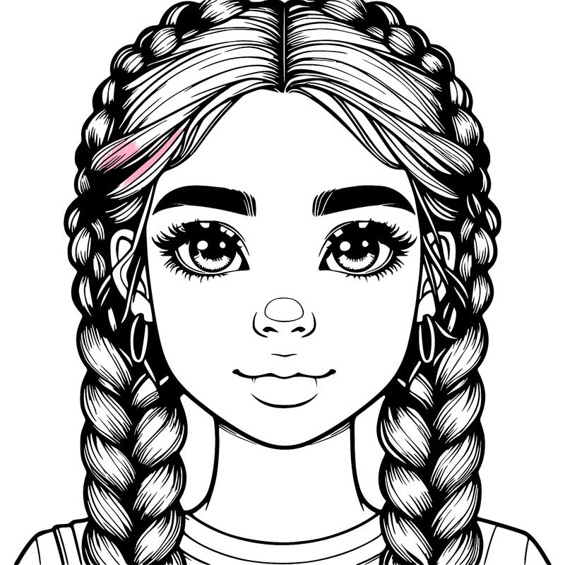 realistic girl with braids