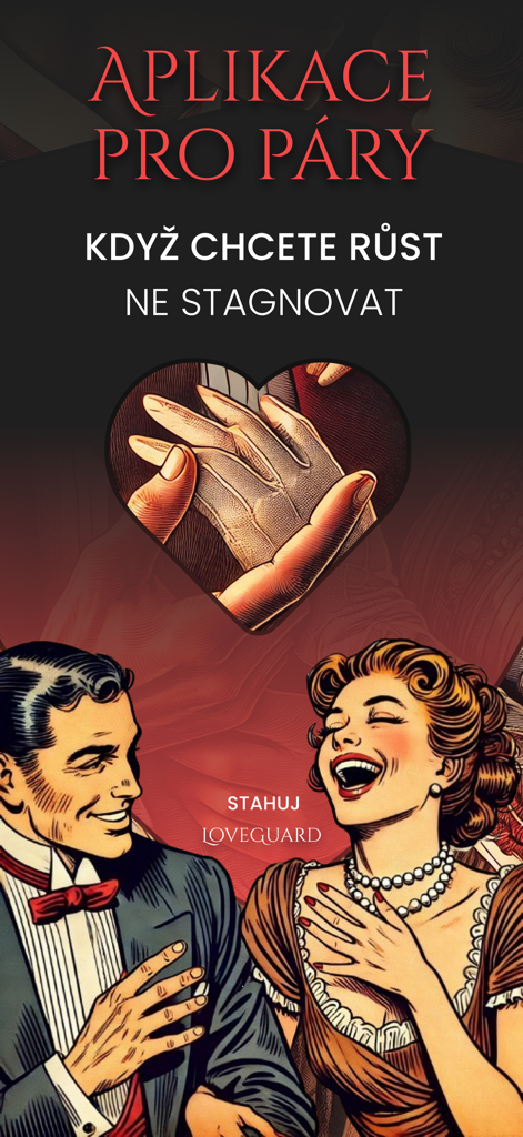 LOVEGUARD - Pop art style illustration of a happy couple promoting relationship growth with Loveguard