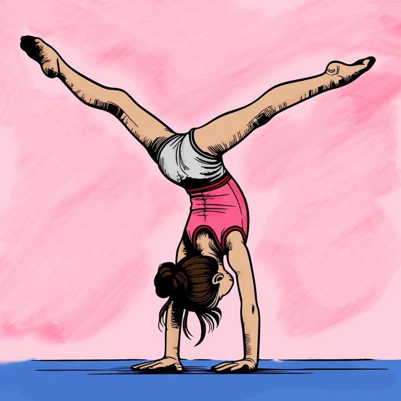 realistic gymnastic hand stand girl in four splits