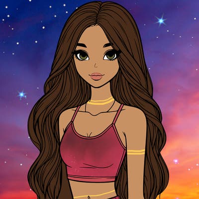 realistic girl with long hair with a crop top