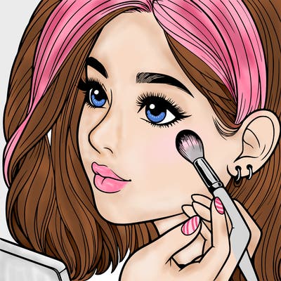 a realistic girl doing her makeup