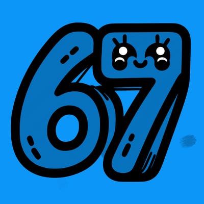 the numbers 67