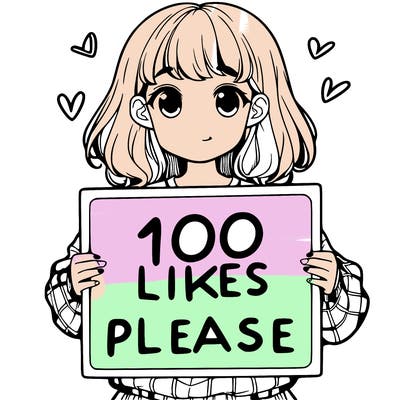 a girl holding a sign saying 100 likes please