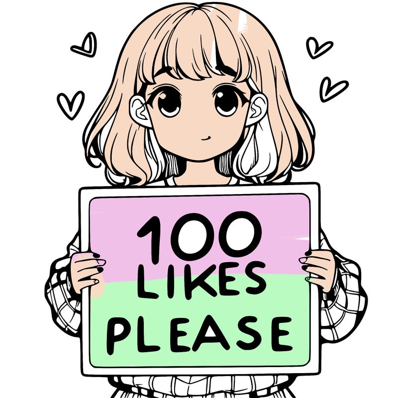 a girl holding a sign saying 100 likes please