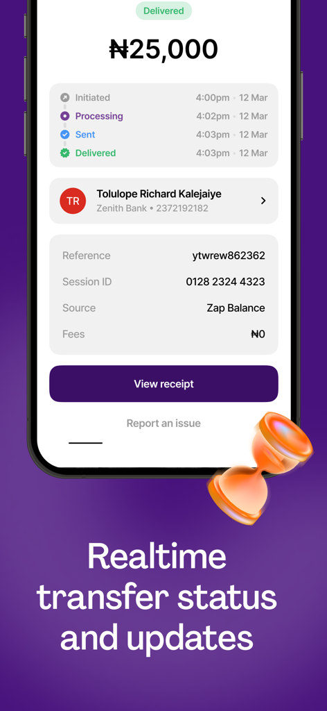 Zap by Paystack - Zap by Paystackアプリでのリアルタイム送金状況と取引詳細
