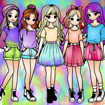 a group of five girls