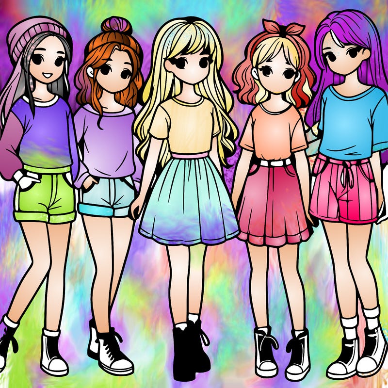 a group of five girls