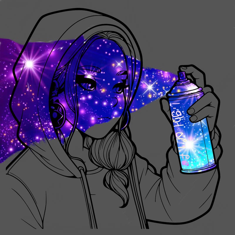 a realistic girl, spray painting