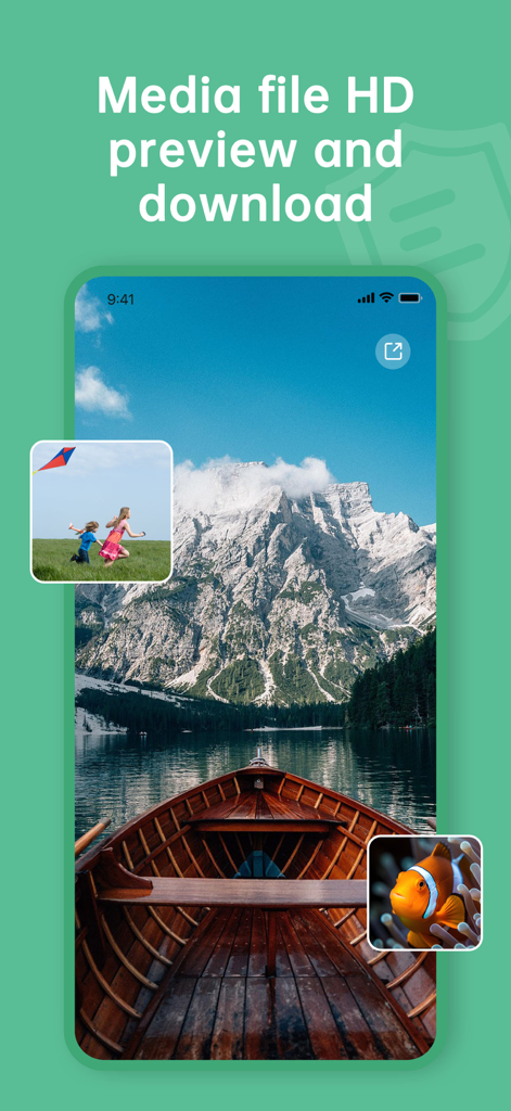 WAMR:Dual Messenger -Whats web - Interface showing HD media file preview and download feature for messenger accounts