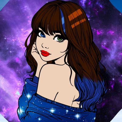 realistic girl with bangs looking over her shoulder