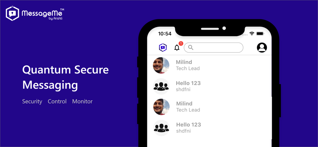 MessageMe™ - MessageMe app interface for quantum secure enterprise messaging