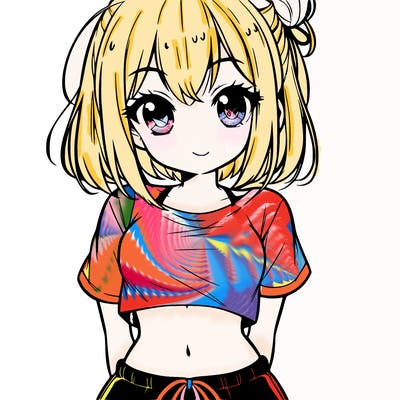cute anime girl wearing crop top