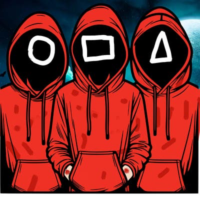 3 faceless people in  hoodies