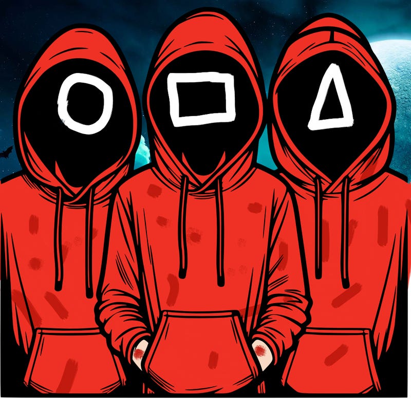 3 faceless people in  hoodies
