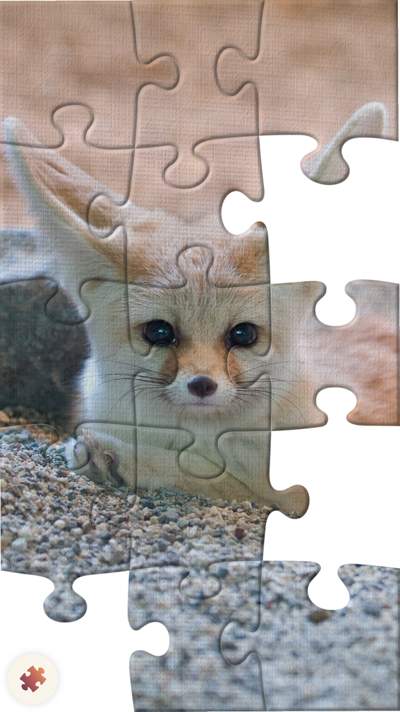 Puzzle.Plus – Classic jigsaw puzzle in your hands - A digital jigsaw puzzle of a fennec fox in progress with unique hand-carved pieces.