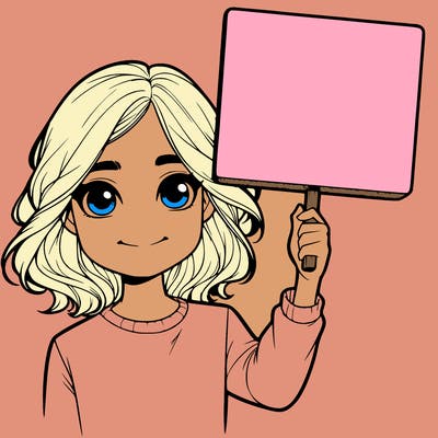 realistic girl holding up a sign