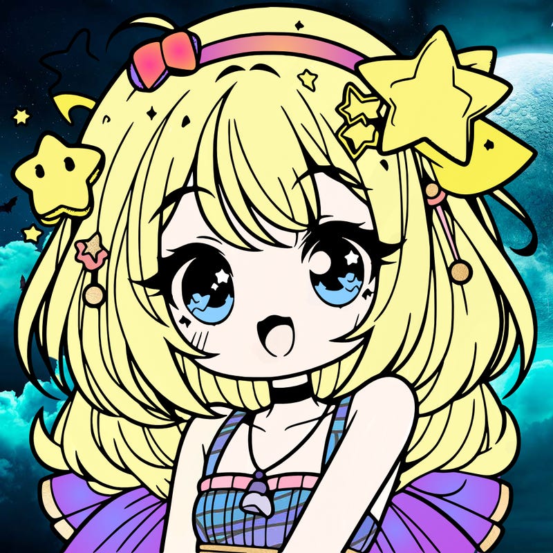 cute anime girl with star accessories