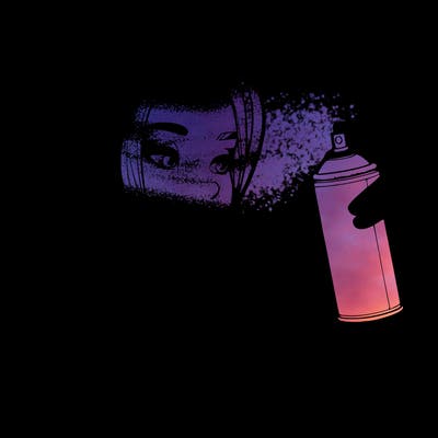 a realistic girl, spray painting