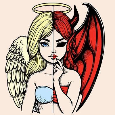 realistic angel half demon