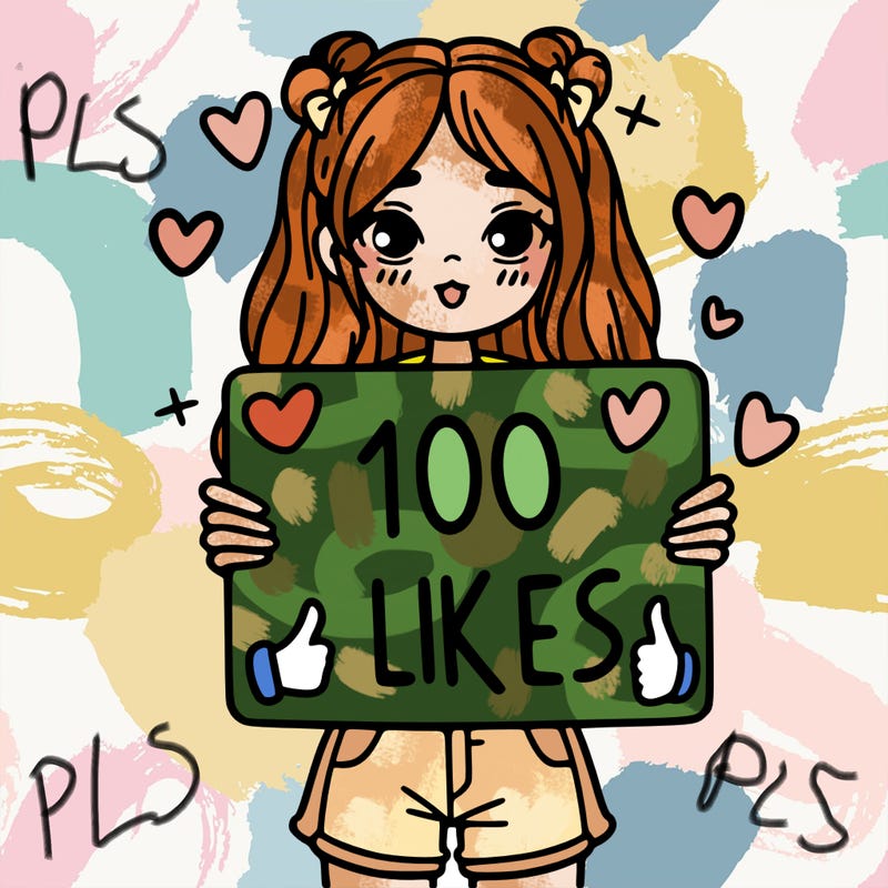 girl holding a sign saying 100 likes