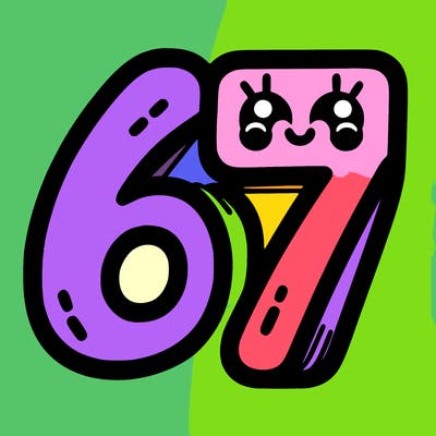 the numbers 67