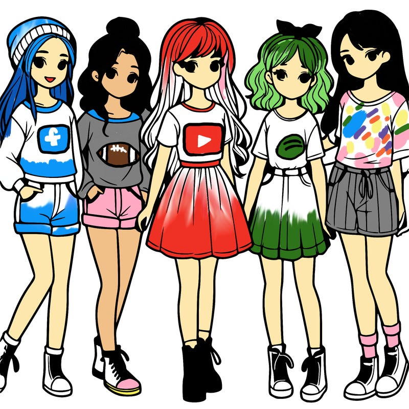 a group of five girls