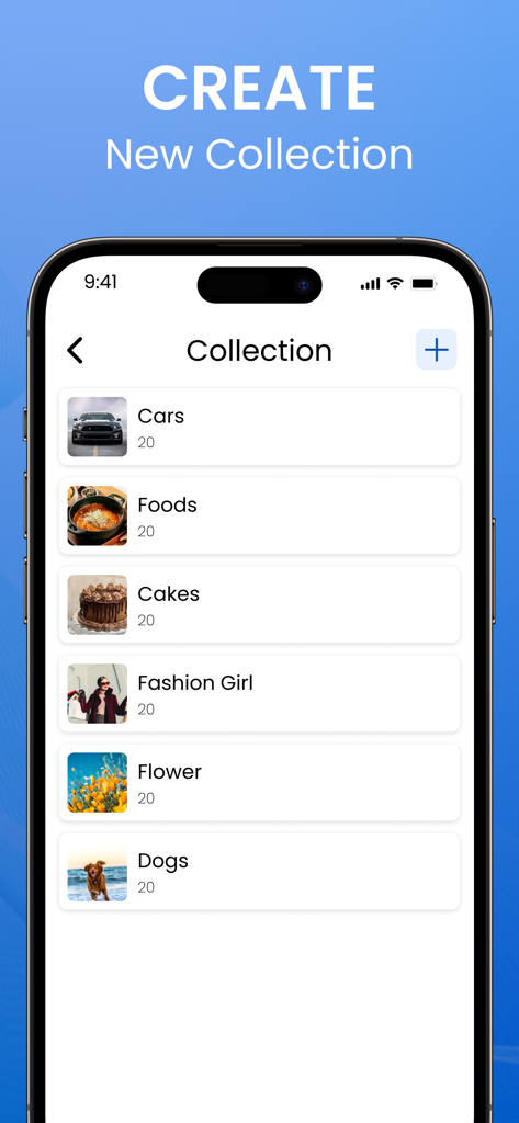 FSaver : Video Saver - Una captura de pantalla de la interfaz de la aplicación FSaver que muestra varias colecciones de videos e imágenes clasificadas por temas como coches, comida y moda