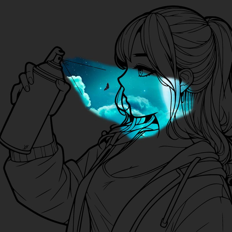 a realistic girl spray, painting