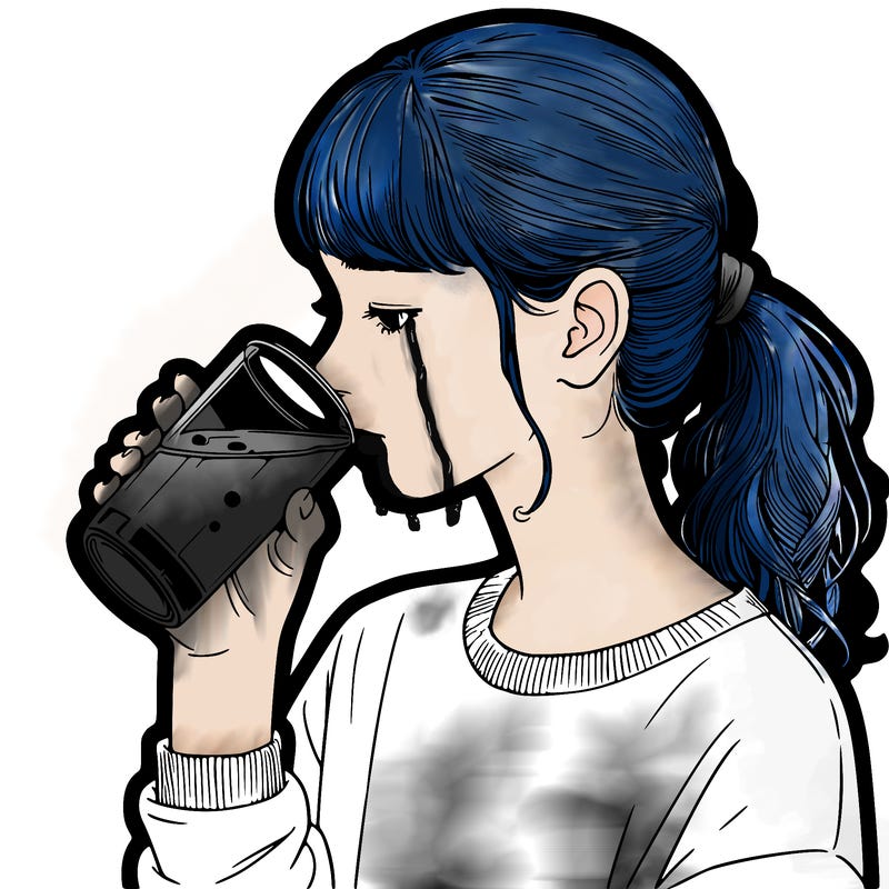realistic girl drinking