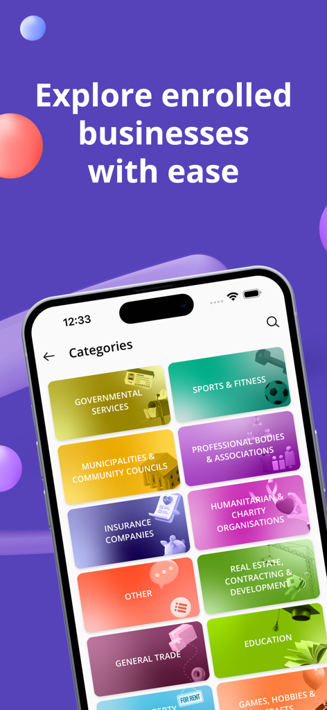 JCCsmart - JCCsmart mobile app screen showing bill payment categories including governmental services and insurance