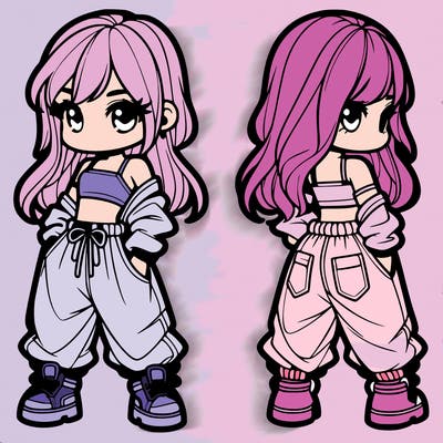 girl in crop top and baggy pants