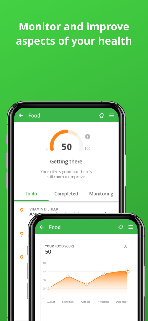 Evergreen Life PHR app interface for monitoring health scores and tracking wellness progress over time