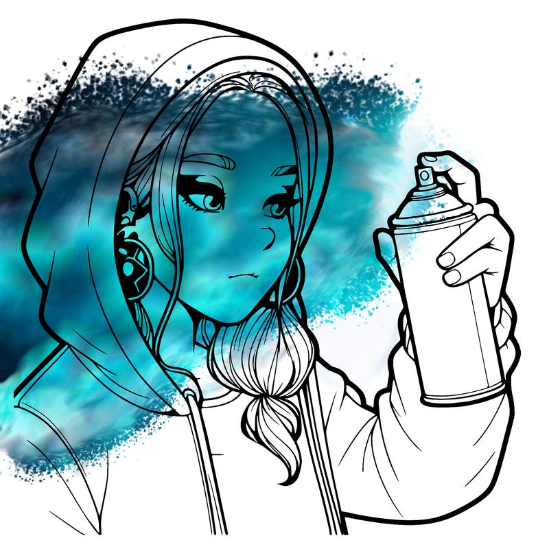 a realistic girl, spray painting